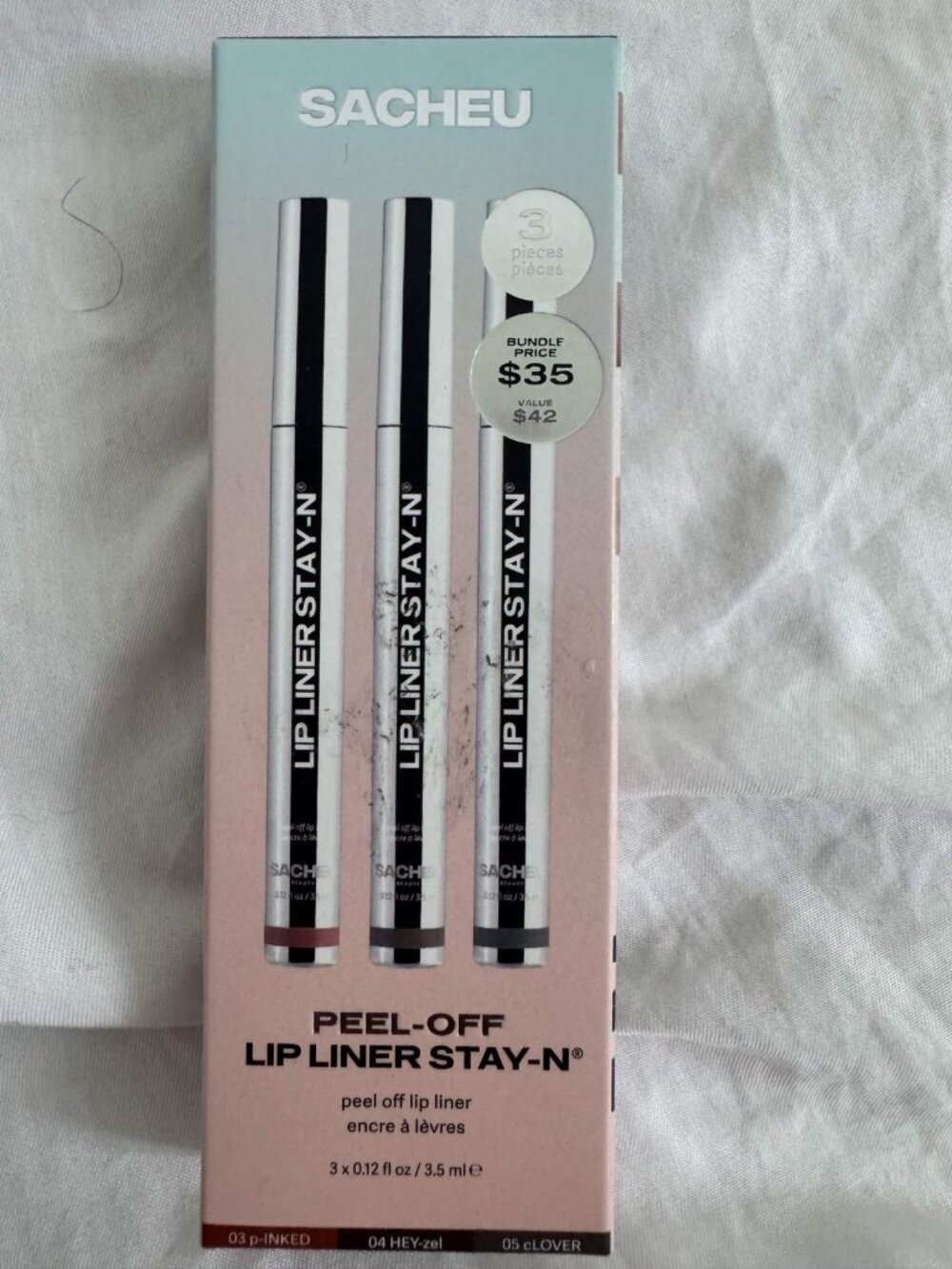 SACHEU Peel-Off Lip Liner Stay-N Set 3 Shades p-INKED HEY-zel cLOVER